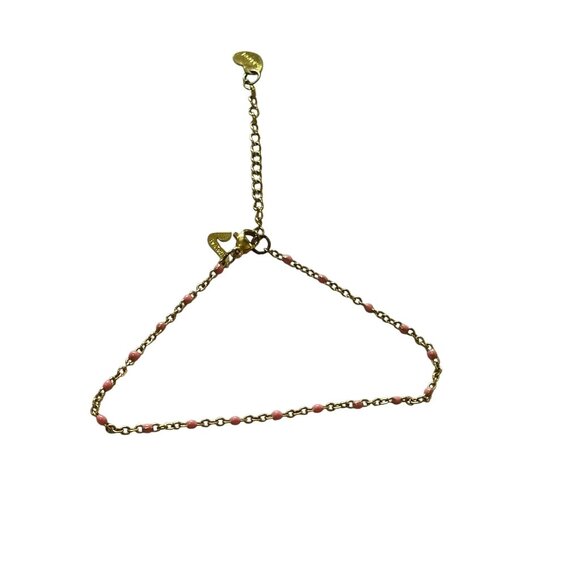 Womens Steel Ankle Bracelet Pink Accents Beach Wear Fashion Jewelry Boho Chic - Picture 1 of 10